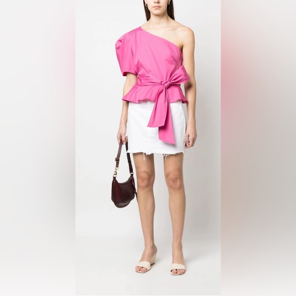 Polo Ralph Lauren Bow-Detail One-Shoulder Poplin Top.